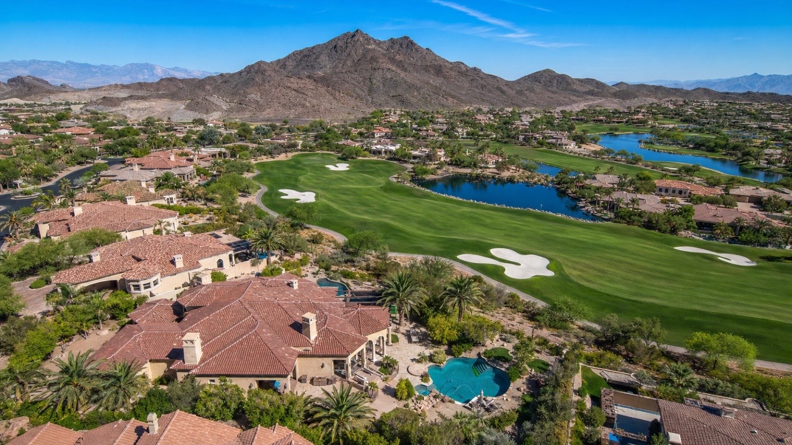 Golf-course fairways winding through a Henderson country-club community