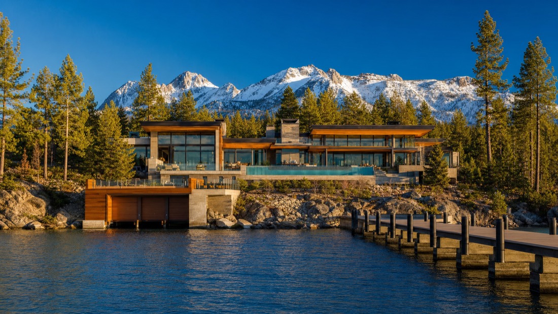 Nevada-side Lake Tahoe lakefront estate framed by Sierra pines, 2026 market